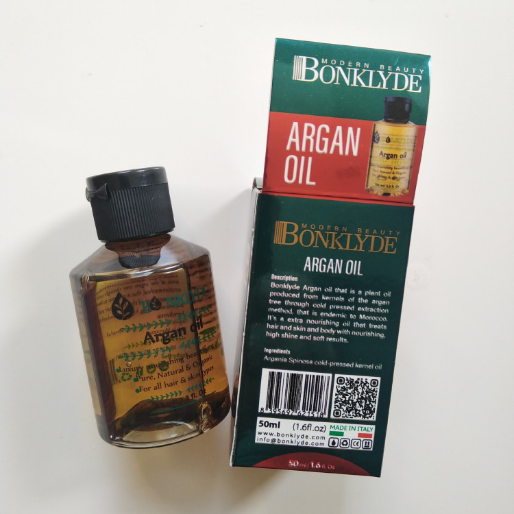 روغن ارگان بونکلایدBONKlYDE خالص آبرسان ضد وز وموخوره مغذی درخشان کننده نرم کننده وافزایش استحکام مووصورت