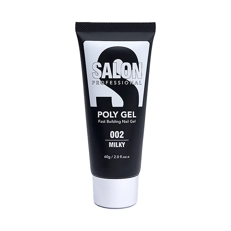 پلی ژل کاشت ناخن سالن Salon | رنگ شیری Milky – کد 002 | حجم 60 گرم