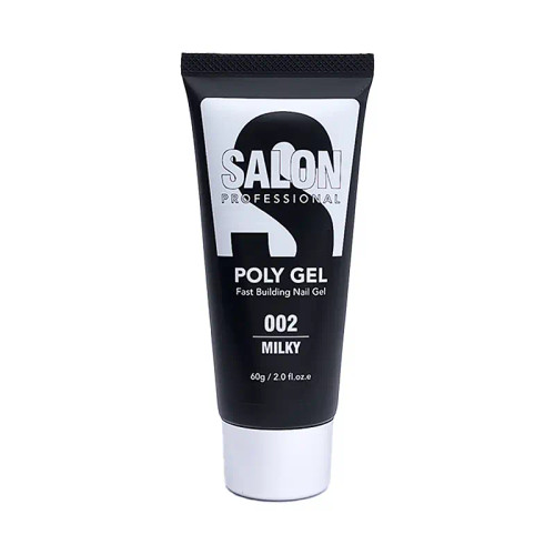 پلی ژل کاشت ناخن سالن Salon | رنگ شیری Milky – کد 002 | حجم 60 گرم