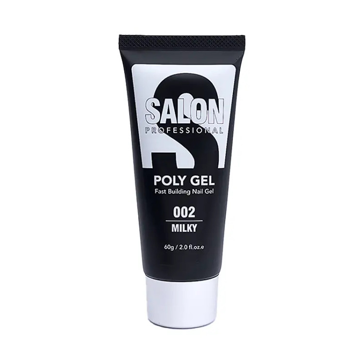 پلی ژل کاشت ناخن سالن Salon | رنگ شیری Milky – کد 002 | حجم 60 گرم