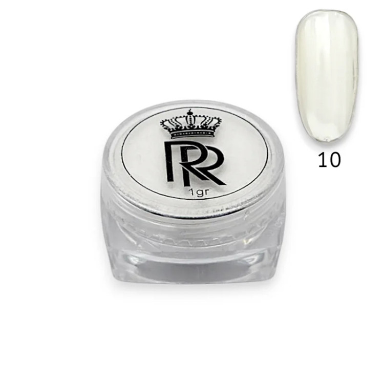 پودر کروم ناخن رویال رز Royal Rose مدل کلیر (Clear) شماره 10 | پودر دیزاین شیشهای و مرواریدی 1 گرمی