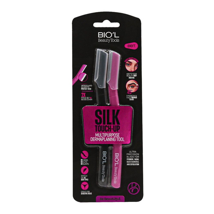تیغ ابرو بیول مدل SILK با تیغه استیل ضد زنگ، لبه موجدار، دسته ارگونومیک و تاشو، بسته 2 عددی