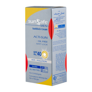 کرم ضد آفتاب بی رنگ سان سیف با SPF40 مناسب آقایان حجم 50 میلی لیتر