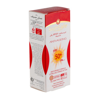 کرم ضد آفتاب و ضد چروک رنگی سان سیف با spf50 مناسب انواع پوست حجم 50 میلی لیتر
