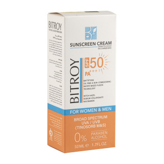 ضد آفتاب فیوژن واتر بی رنگ با SPF 50 بیتروی مناسب پوست چرب حجم 50 میلی لیتر